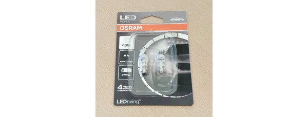 12v T10 Diodas baltas 1W 6000K KOMPL.OSRAM2880CW-02B